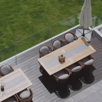 Solid Wood Garden Patio Set with Gazebo - Modern European Outdoor Lounge Furniture, Sun-Proof Sectional Salon De Jardin