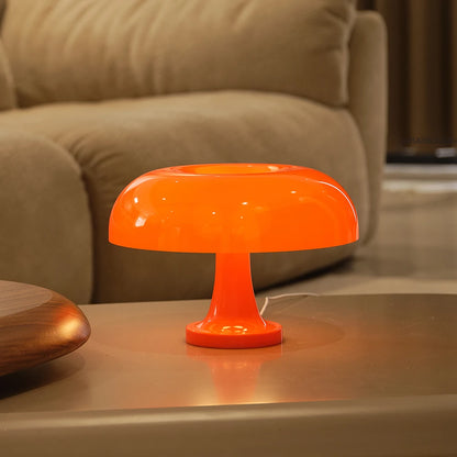 Classic Bauhaus-Inspired Mushroom Table Lamp - Modern Danish Design for Bedroom or Bedside, Orange Decorative Accent