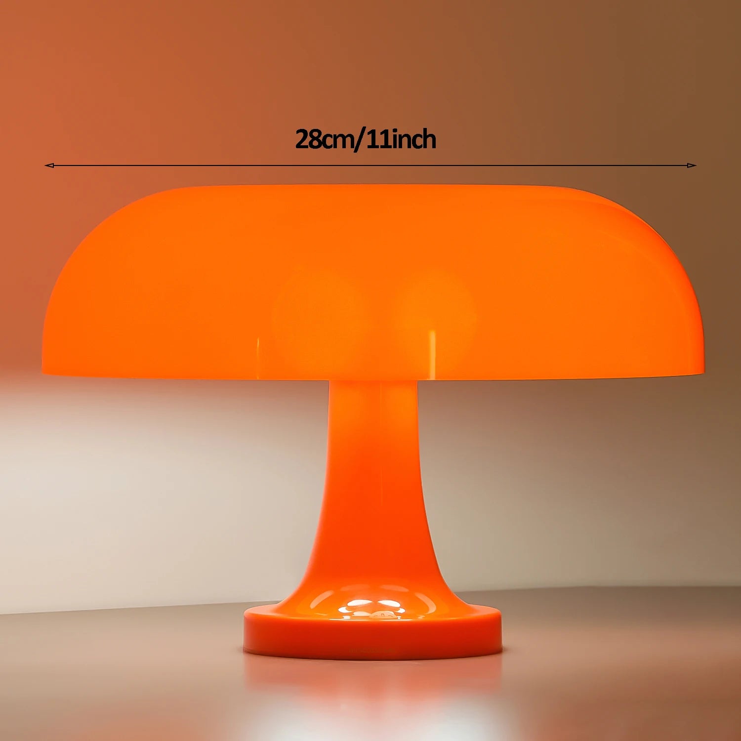 Classic Bauhaus-Inspired Mushroom Table Lamp - Modern Danish Design for Bedroom or Bedside, Orange Decorative Accent