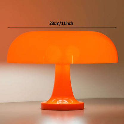 Classic Bauhaus-Inspired Mushroom Table Lamp - Modern Danish Design for Bedroom or Bedside, Orange Decorative Accent