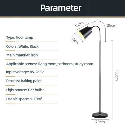 Adjustable Gooseneck LED Floor Lamp for Living Room, Bedroom, and Study - Modern Indoor Decoration