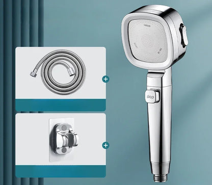 High-Pressure Water-Saving Shower Head with 3 Adjustable Modes and One-Key Stop Feature - Bathroom Accessory