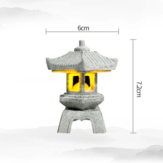 Mini Pagoda Lantern Light Garden Statue Micro Landscape Fish Tank Zen Yard Aquarium Bonsai Zen Garden Home Outdoor Decorations