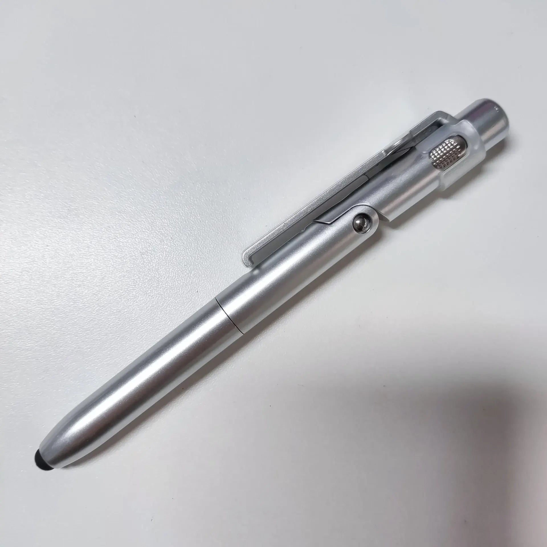 Multi-Function 4-in-1 Foldable Ballpoint Pen with Capacitive Stylus, Flashlight, and Mobile Phone Holder