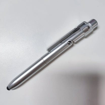 Multi-Function 4-in-1 Foldable Ballpoint Pen with Capacitive Stylus, Flashlight, and Mobile Phone Holder