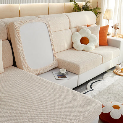 Jacquard Twill Pattern Elastic Sofa Slipcover - Single Piece Furniture Protector for Living Room, Bedroom, and Office Decor
