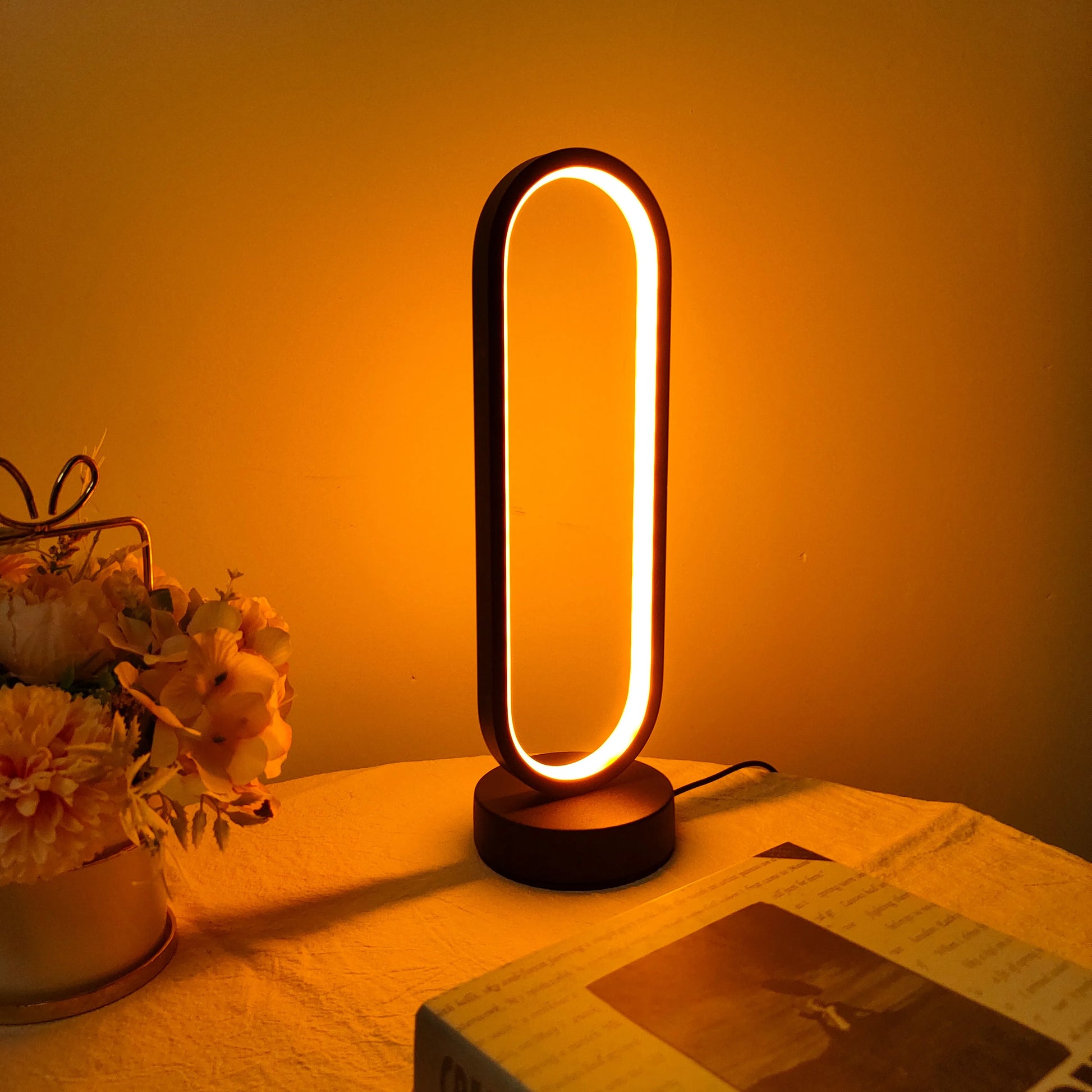 LED Ring Lamp with Three-Color Dimming for Bedroom and Living Room Night Light