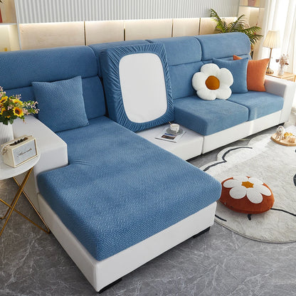 Jacquard Twill Pattern Elastic Sofa Slipcover - Single Piece Furniture Protector for Living Room, Bedroom, and Office Decor