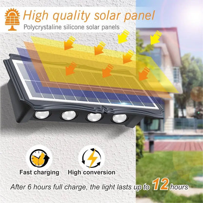 Outdoor Waterproof Solar LED Wall Lamp for Balcony, Yard, and Garden Decoration
