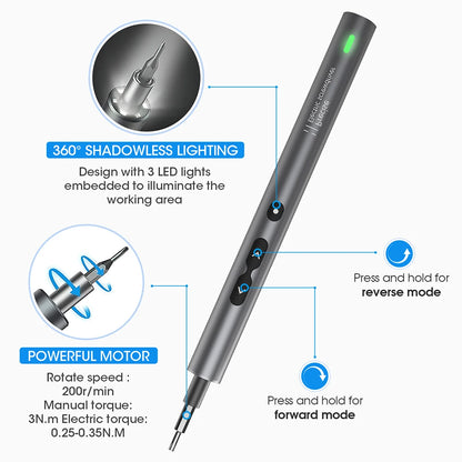 62-Piece 6-in-1 Electric Screwdriver Set - Precision Handle Portable Power Tool Kit for Wireless Cordless Small Bits Ideal for Phone and Watch Repair