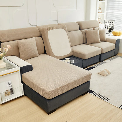 Jacquard Twill Pattern Elastic Sofa Slipcover - Single Piece Furniture Protector for Living Room, Bedroom, and Office Decor