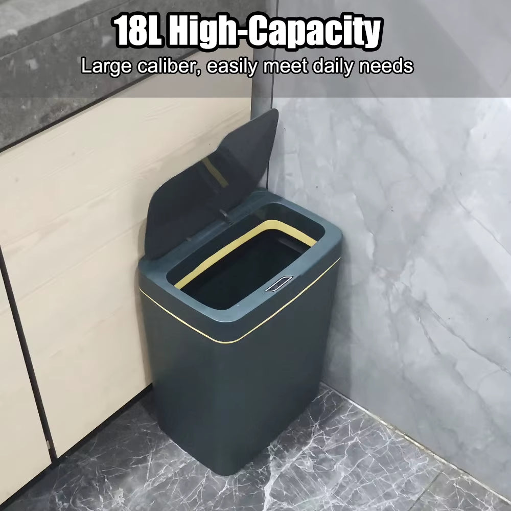15L Touchless Smart Bathroom Trash Can with Automatic Bagging and Sensor Technology - White Narrow Design for Smart Homes