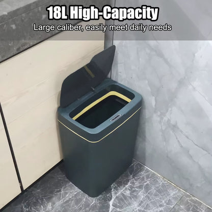 15L Touchless Smart Bathroom Trash Can with Automatic Bagging and Sensor Technology - White Narrow Design for Smart Homes