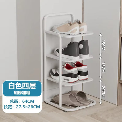 Contemporary Metal Shoe Rack with Vertical Storage and Multi-Functional Shelves for Home Entrance and Plant Display