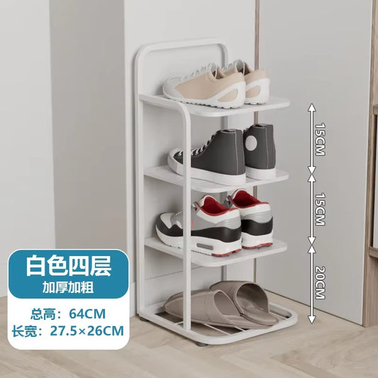 Contemporary Metal Shoe Rack with Vertical Storage and Multi-Functional Shelves for Home Entrance and Plant Display