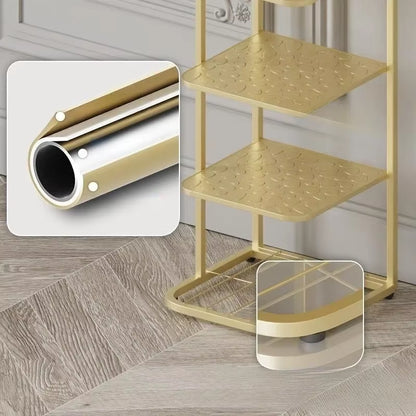 Contemporary Metal Shoe Rack with Vertical Storage and Multi-Functional Shelves for Home Entrance and Plant Display