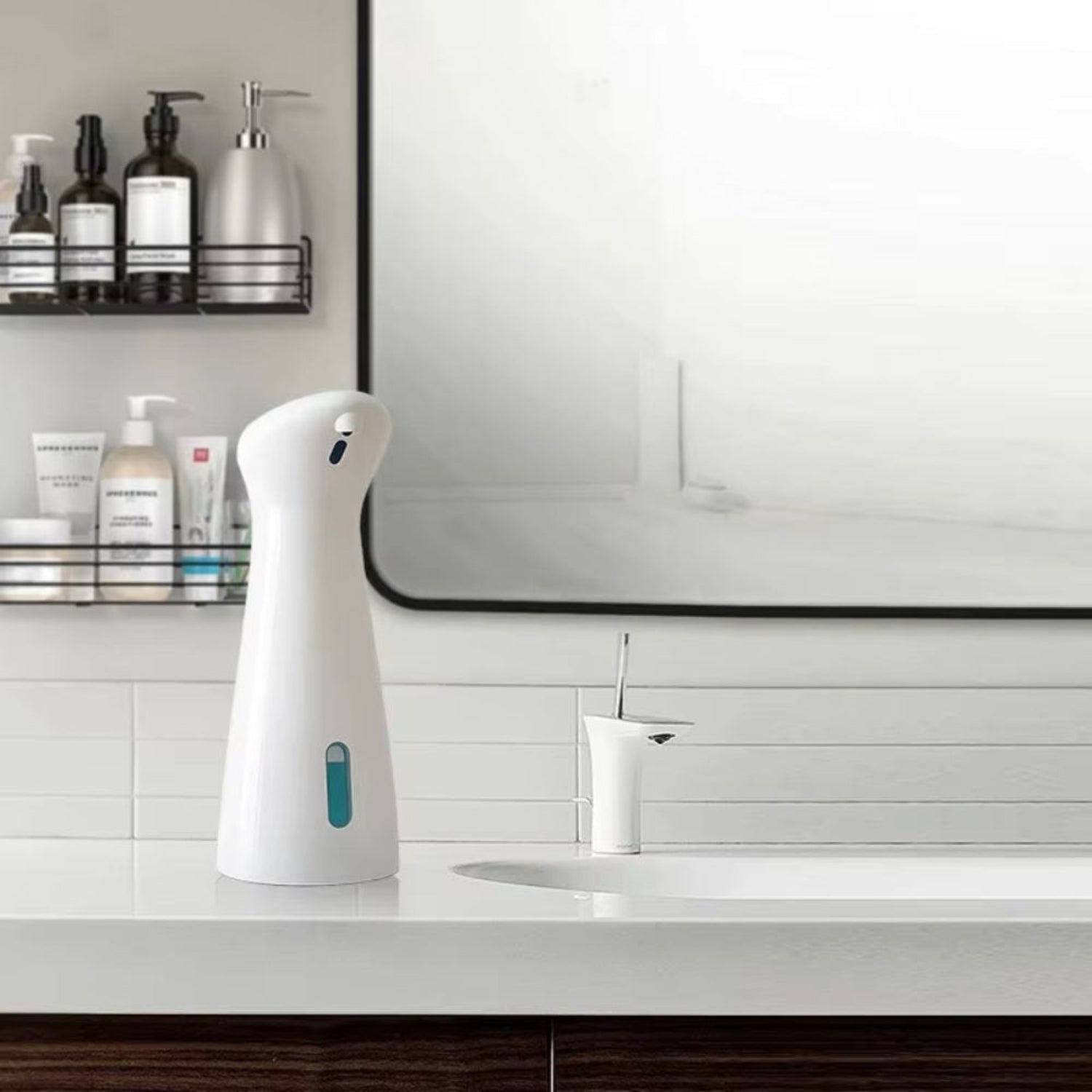 Automatic Sensor Hand Soap Dispenser - Smart Touchless Soap Dispenser, White, Premium ABS Material, Waterproof for Bathroom Use